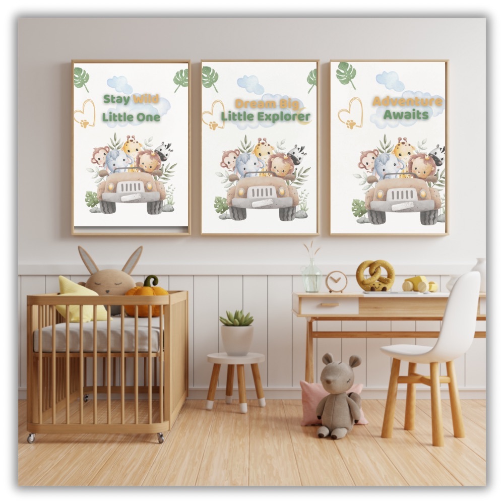 Safari Nursery Wall Art Set – Digital Download